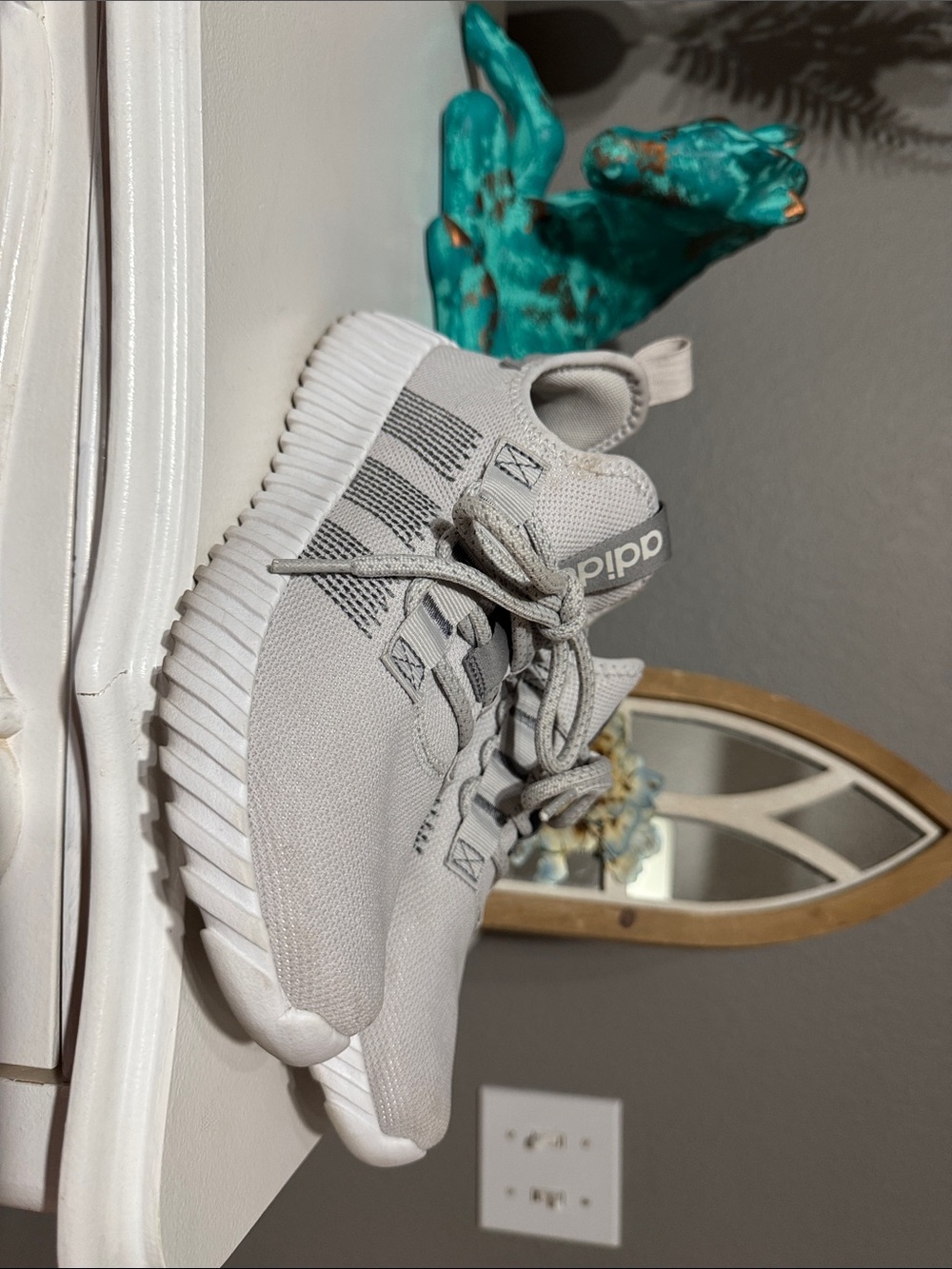 adidas Light Gray Knit Slip-On Sneakers